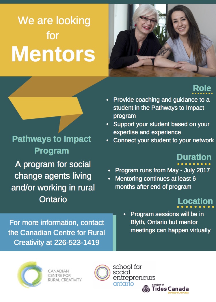 our sse program mentors the canadian centre for rural creativity mentor recruitment flyer